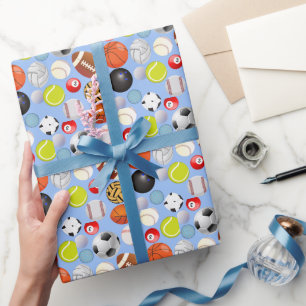 Papier Cadeau Motif de boules de sport Lblue BG