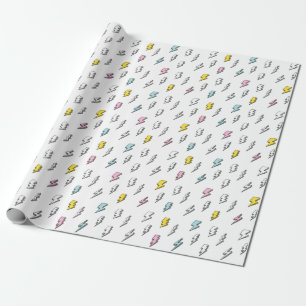 Papier Cadeau Motif de boulon de foudre à doodle mignon