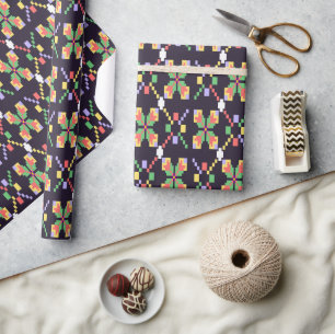 Papier Cadeau Motif de broderie pixel de Songket de chanson trad