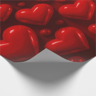 Papier Cadeau Motif de bulle Red Hearts