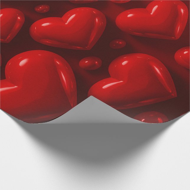 Papier Cadeau Motif de bulle Red Hearts (Coin)