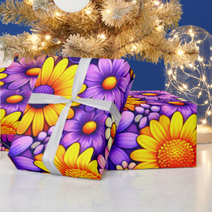 Papier Cadeau Motif de cadeau floral radieux
