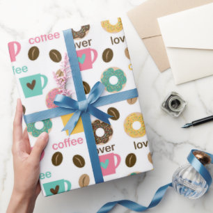 Papier Cadeau Motif de café et beignet