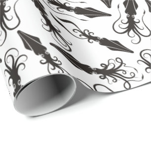 Papier Cadeau Motif de calmar noir