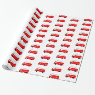 Papier Cadeau Motif de camion-feu rouge