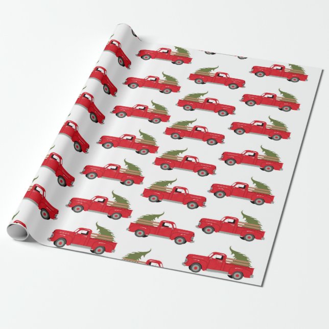 Papier Cadeau motif de camionnette de Noël (Déroulé)