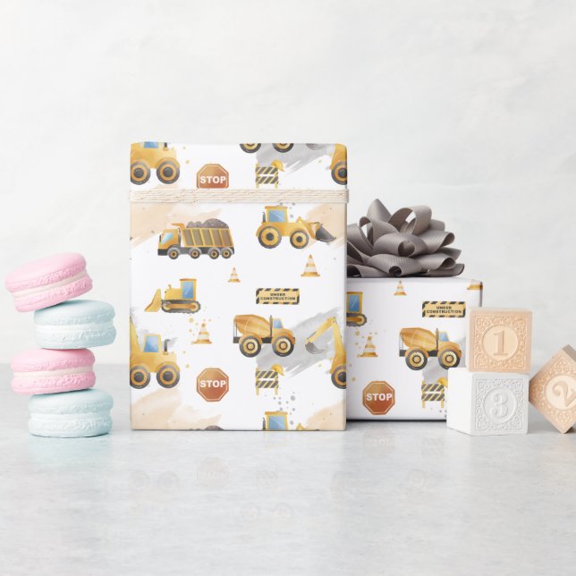 Papier Cadeau Motif de camions pour enfants (Baby Shower)