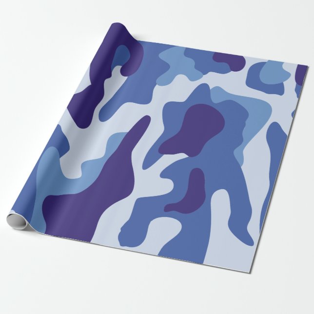 Papier Cadeau Motif de camouflage bleu (Déroulé)