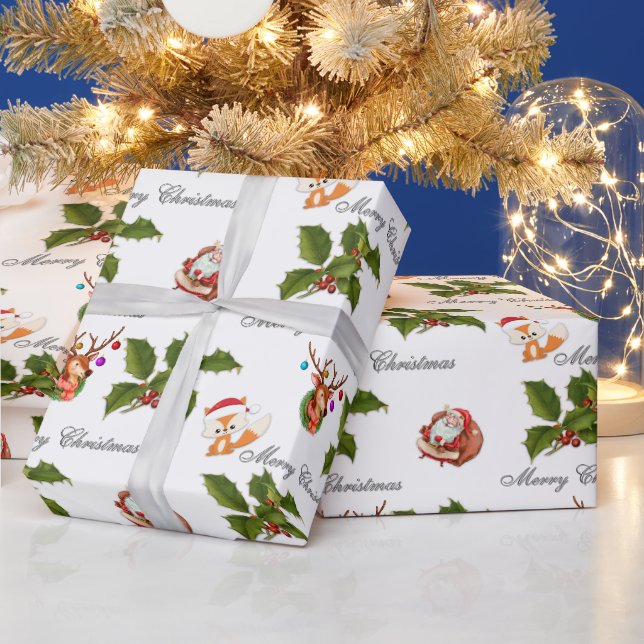 Papier Cadeau Motif de caractères de Noël mignons (Vacances)