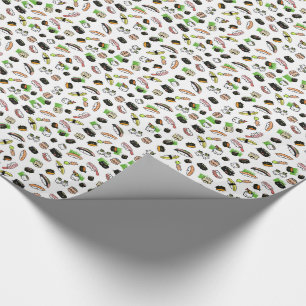 Papier Cadeau Motif de caractères de sushi d'amusement