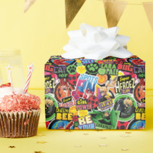 Papier Cadeau Motif de caractères superhéros miraculeux