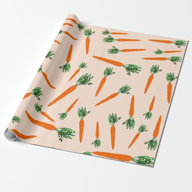 Papier Cadeau Motif de carottes orange (Déroulé)