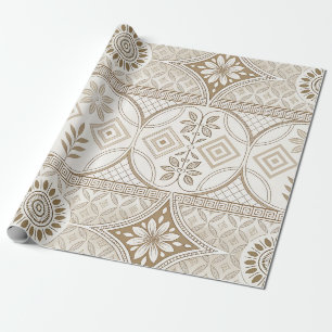 Papier Cadeau Motif de carreaux floraux géométriques ornés