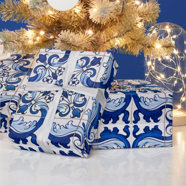Papier Cadeau Motif de carreaux portugais vintage Azulejo (Vacances)