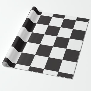 Papier Cadeau motif de carte À damiers noir et blanc