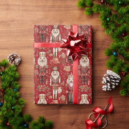 Papier Cadeau Motif de casse-noix rouges Noël