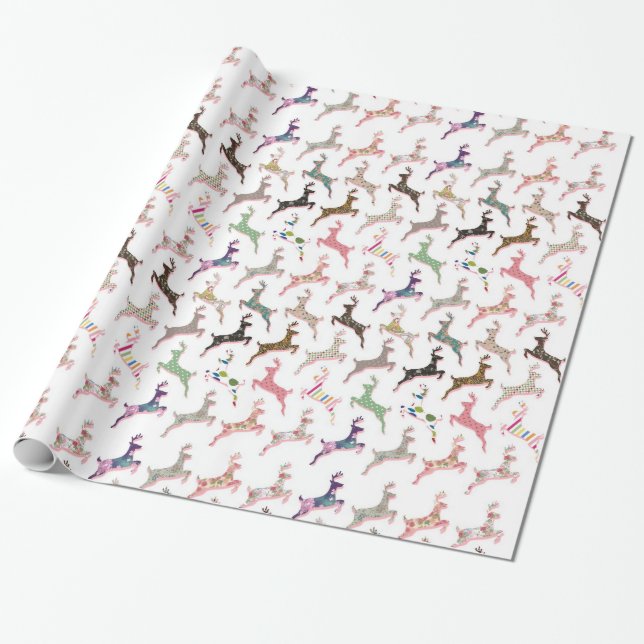 Papier Cadeau Motif de cerfs à la mode (Déroulé)