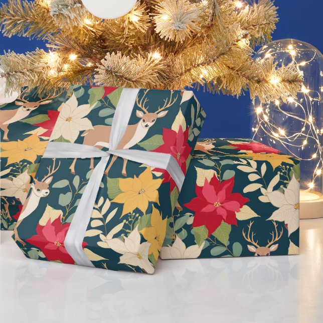 Papier Cadeau Motif de cerfs de Noël (Vacances)