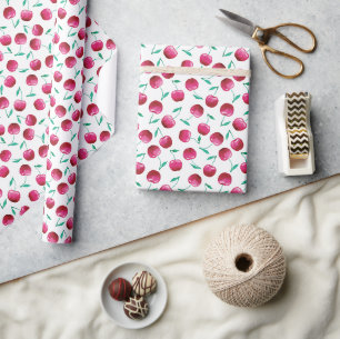 Papier Cadeau Motif de cerise aquarelle