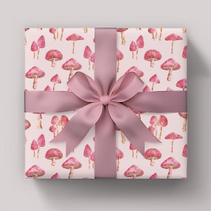 Papier Cadeau Motif de champignons roses