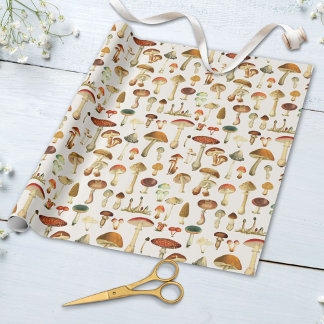 Papier Cadeau Motif de champignons vintages