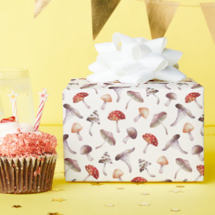 Papier Cadeau Motif de champignons Whimsical