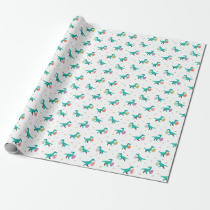 Papier Cadeau Motif de chasse à oeuf de pâques de dinosaure