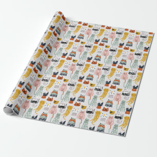 Papier Cadeau Motif de chat à main mignon Doodle