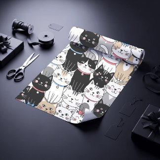 Papier Cadeau Motif de chat fantaisiste mignon