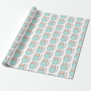 Papier Cadeau Motif de chat mignon pour l'anniversaire des fille
