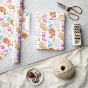 Papier Cadeau Motif De Chats, Chats Mignons, Kitty, Chatons, Paw