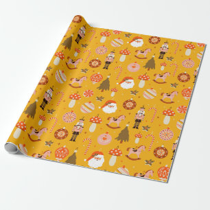 Papier Cadeau Motif de cheval à cheval rétro Noël Père Noël