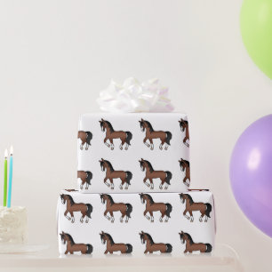 Papier Cadeau Motif de cheval trottant de dessin animé mignon ma