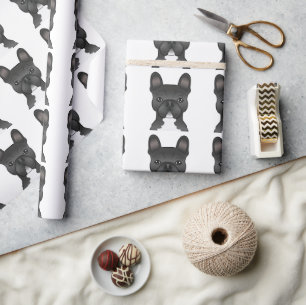 Papier Cadeau Motif de chien de dessin animé Bouledogue Français