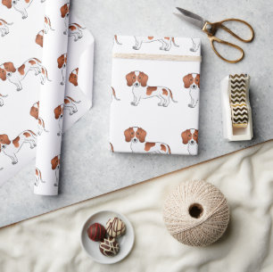 Papier Cadeau Motif de chien de dessin animé lisse à pied rouge