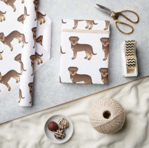 Papier Cadeau Motif de chien de dessin animé mignon Rottweiler r