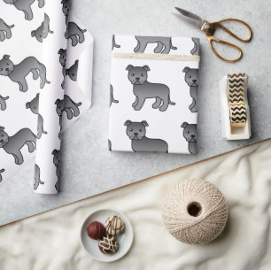Papier Cadeau Motif de chien de dessin animé mignon Staffordshir
