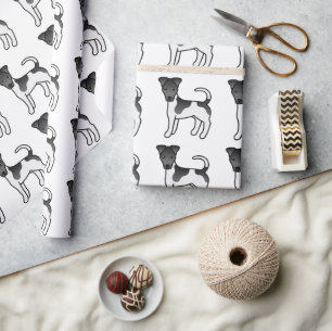 Papier Cadeau Motif de chien Terrier à poil lisse noir et blanc