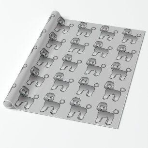 Papier Cadeau Motif de chiens caniches jouets gris