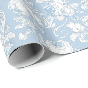 Papier Cadeau Motif de chinoiserie bleu et blanc
