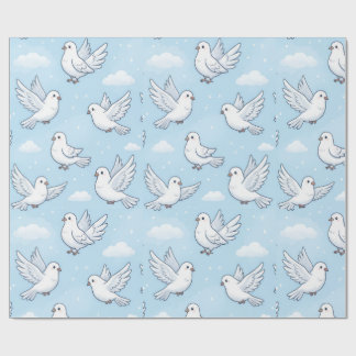 Papier Cadeau Motif de ciel sans couture Colombe Blanche Mignonn