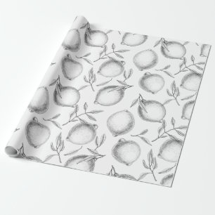 Papier Cadeau Motif de citron dessiné à la main