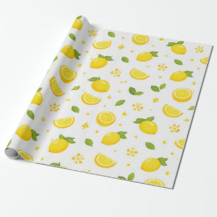 Papier Cadeau Motif de citron frais
