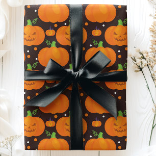 Papier Cadeau Motif de citrouille effrayant pour Halloween Jack 