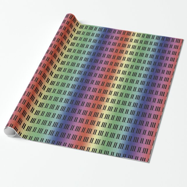 Papier Cadeau Motif de clés de piano d'arc-en-ciel (Déroulé)