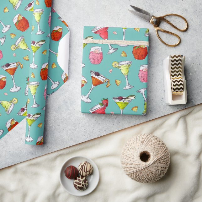 Papier Cadeau Motif de cocktails de fête (Artisanat)