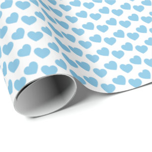 Papier Cadeau Motif de coeur bleu clair sur papier d'emballage b