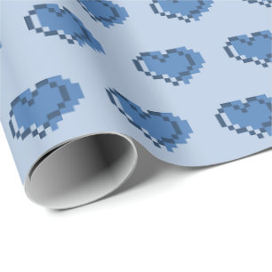 Papier Cadeau Motif de cœur pixel minimal