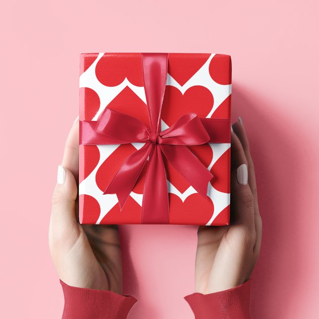 Papier Cadeau Motif de coeur rose et rouge fantaisie (Créateur téléchargé)
