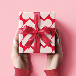 Papier Cadeau Motif de coeur rose et rouge fantaisie Valentines